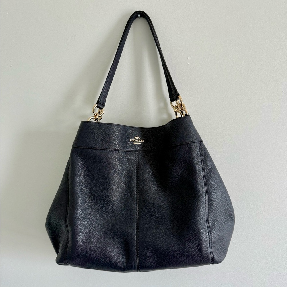 COACH Large Lexy Shoulder Bag (F23511) in Midnight Blue (Navy) w/ Gold Hardware